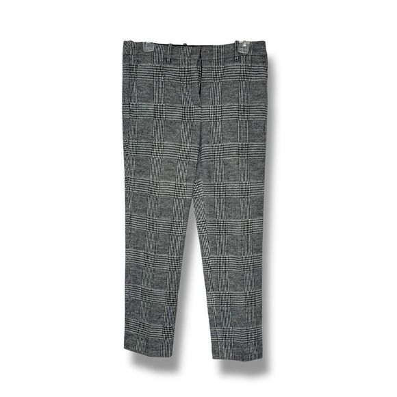 Theory Treeca Check Knit Black Plaid Wool-Blend Cropped Pants Women’s Size 4 - Picture 1 of 8